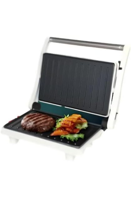 Electric grill for making small sandwiches, 750 watts, non-stick plates, stainless steel