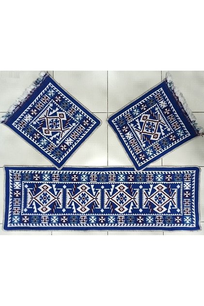 Oto Koltuk Kilim Seti - Ön Ve Arka Koltuk Üstü 3 Parça Takım - Mavi Renk -