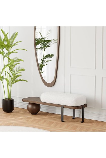 Modern Bench koyu kahve puf ( 120 Cm )
