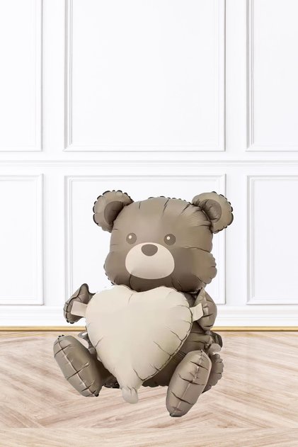 Sitting Heart Brown Bear Foil Balloon Cute Teddy Bear Balloon