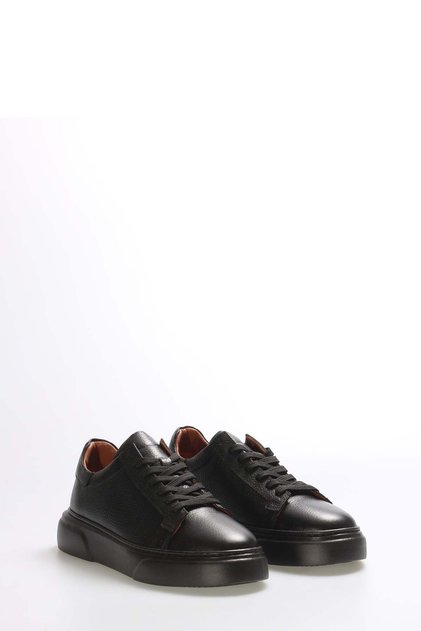 Tugerdi Black Genuine Leather Light Sole Lace-Up Men's Casual Shoes Tg094011311187