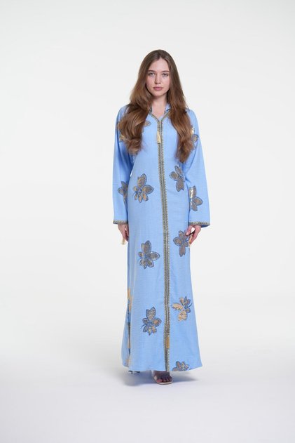 Modern embroidery jalabiya with cap