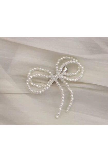 Elegant Pearl Detailed Bow Model Women's Buckle