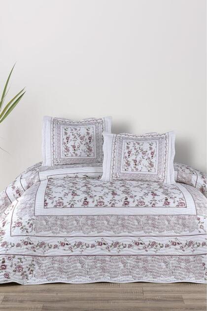 Sevora Printed Quilted Double Bedspread Dusty Rose