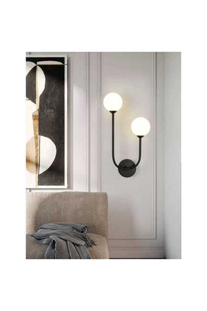Aplică de perete cu soclu E14 Max 60w x 2 Glob Alb Mat 16 x 38 x 21 cm