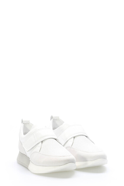 Tugerdi White Suede Genuine Leather Banded Type Sole Women's Casual Shoes Tg093562611965