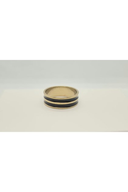 Stainless Steel 6 mm Double Black Stripe Ring