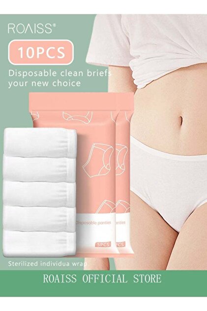 10 Pack Set Women's Disposable Briefs Pregnant Confinement Postpartum Sterile High Stretch Panties M