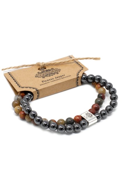 Therapeutic Magnetic Bracelet with Hematite & Jasper