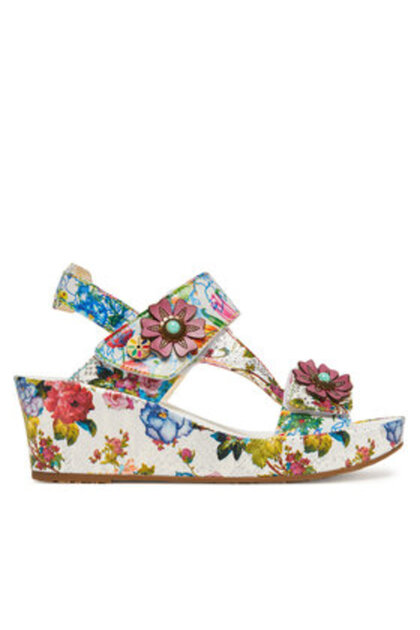 Sandale damă multicolore LAURA VITA-FACDIAO 37 BLANC