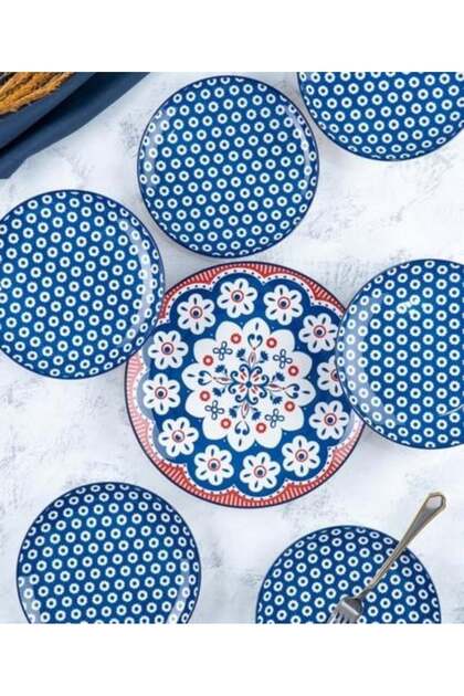 Tiffany Pasta Plate Set 7 Pieces Por-05334\4 Blue
