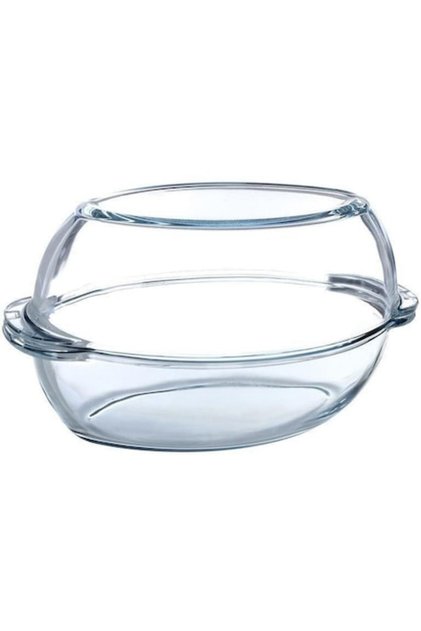 Vas oval din sticlă rezistent la căldură cu capac, Borcam, 2,85 l