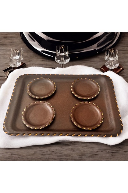 Handmade Leather Tray Presentation Tray Tea Coaster Tea Saucer Suit