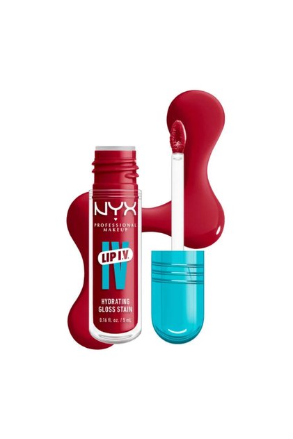 Lip IV Hydrating Gloss Stain, Lip Gloss, Up to 12HR Hydration,Red-y.Set.Wet
