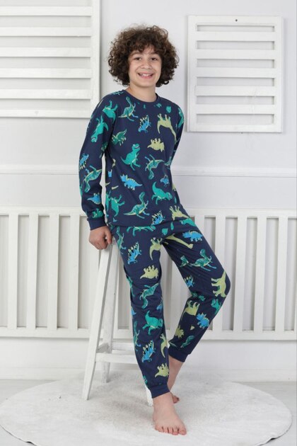 Boys' Dinosaur Printed 100% Cotton Pajama Set
