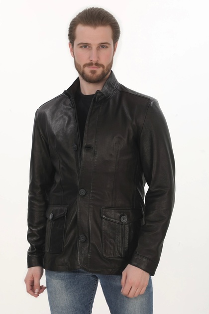 Men's Classic and Modern Derimont Genuine Lambskin Jacket Black Handmade Men's Coat