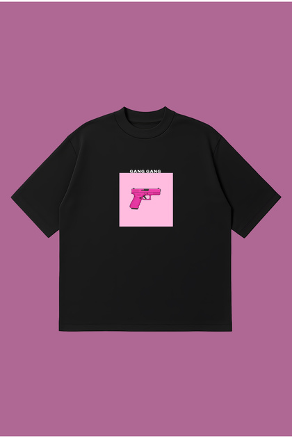 Gang Gang Pink Glock Pistol Pink Boxy Fit Oversize Unisex Tshirt – Printed T-Shirt | Streetwear