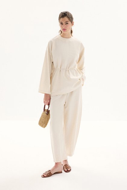 Organic Blended Crew Neck Natural Blouse