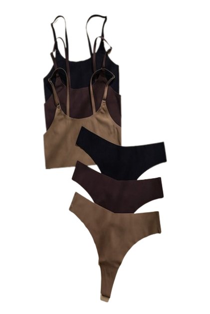 Set lenjerie intima chiloti si bustiera, 3 tipuri de culori, 6 piese, fara cusatura, comfortabile, m