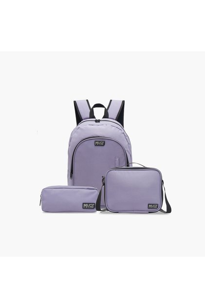 3-Piece Solid Backpack Set - 32x18x43 cms