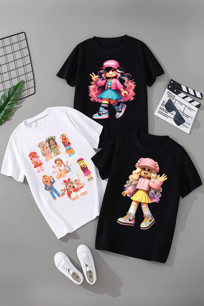 Roblox Printed 3-Piece Combination Girl's Tshirt