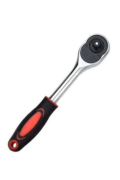 Ratchet wrench for fastening and loosening screws quickly, size 1/4 inch and 3/8 inch, red