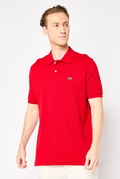Men Classic Fit Embroidered Logo Short Sleeves Polo Shirt, Red