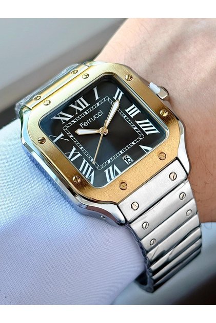 Men's Square Case Metal Cord Wrist Watch