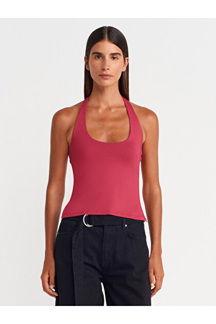 31753 Halter Neck Top-Dark Fuchsia