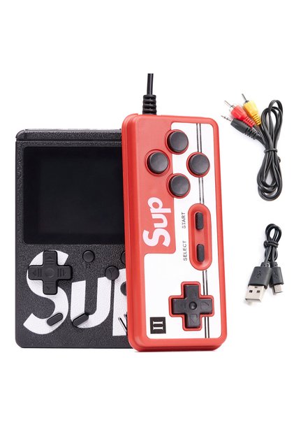 Mini consola retro portabila, Game Box cu 400 de jocuri, negru / rosu