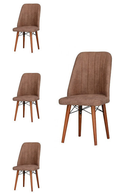 Set Scaune Berlin, 4 buc Package, dining, bucatarie, tapitate cu material textil, picioare lemn