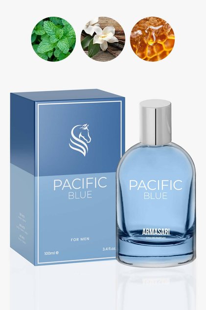 Pacific Blue Uzun Süre Kalıcı Erkek Parfüm 100ml | Fresh, Oryantal | Nane, Vanilya, Bal, Tobacco, Lavanta, Tonka