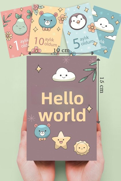 Colorful Newborn Baby Monthly Photo Shoot Memory Card, Hello World, I'm 1 Month Old, Baby Gift