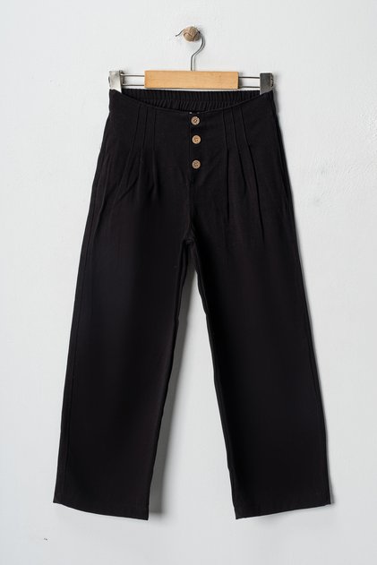 Girl's Pleated Pat Buttoned Gabardine Pants