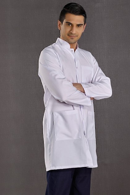 Men's Prevailing Collar Doctor Apron Nurse Pharmacist Teacher Labaratuvar - Alpaca Fabric