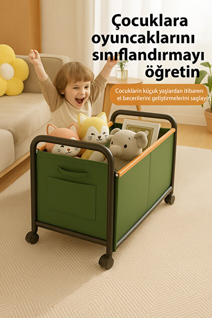 PURE JOY JoyBox Tekerlekli Oyuncak Saklama Arabası – 6 Ay ile 9