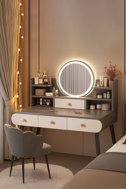 Lapiri 1.sınıf Premium Kalite %100 Mdf Aynalı Led Işıklı Makyaj
