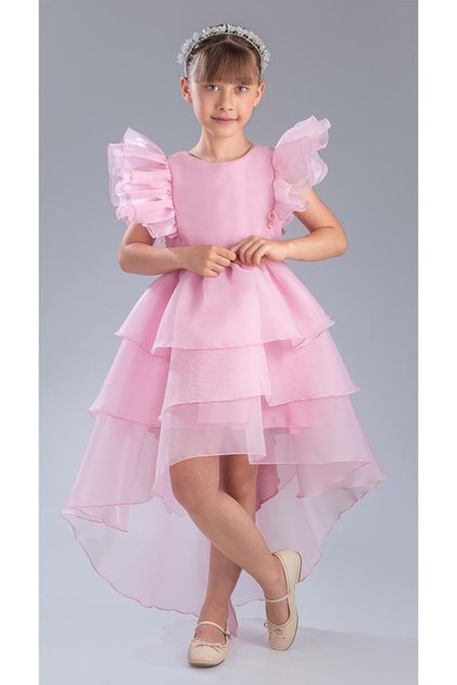 Girls' Evening Dress with Tail Pink