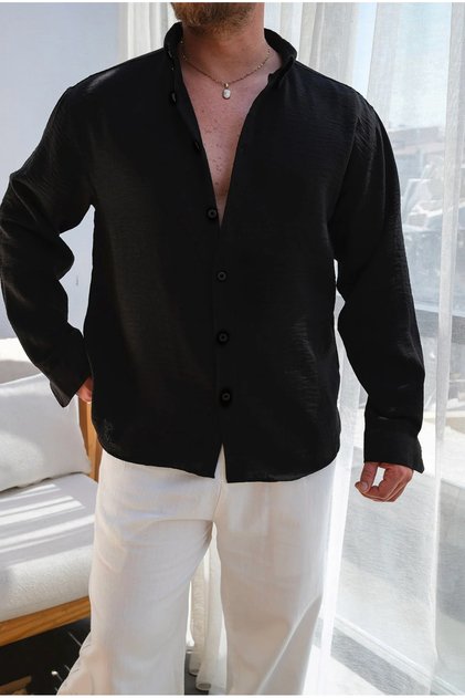 Men's Oversize Cut Linen Look Shirt