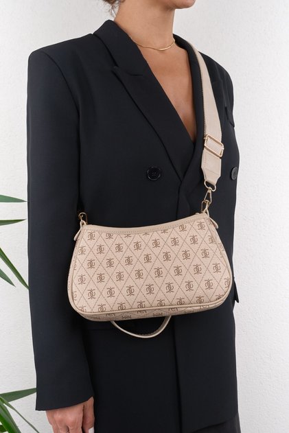 Farme Monogram Mink Baguette Crossbody Hand and Shoulder Bag