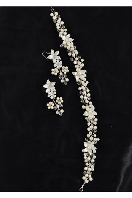 Bridal Hair and Turban Accessory with Pearls and Stones [Wedding Nian Promise Henna Wedding Buckle T30
