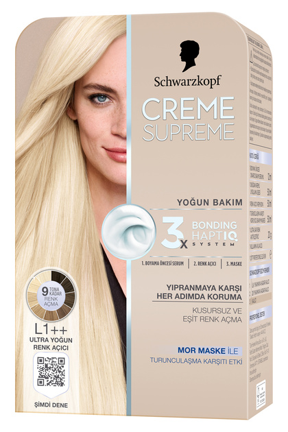 Schwarzkopf Creme Supreme Full Kit L1++ Renk Açıcı + Gliss Saç