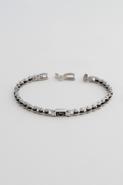 Adjustable Steel Men's Bracelet with Wheel Detail