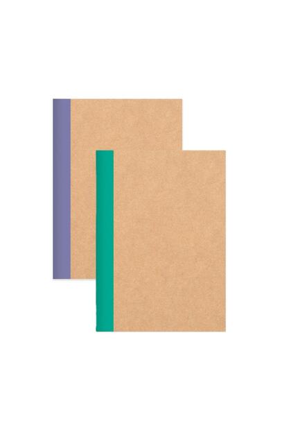 Sharp Color Checkered Sticker Kraft Cover Set of 2 Notebooks | 18.5 X 26 cm | 50 Sheets
