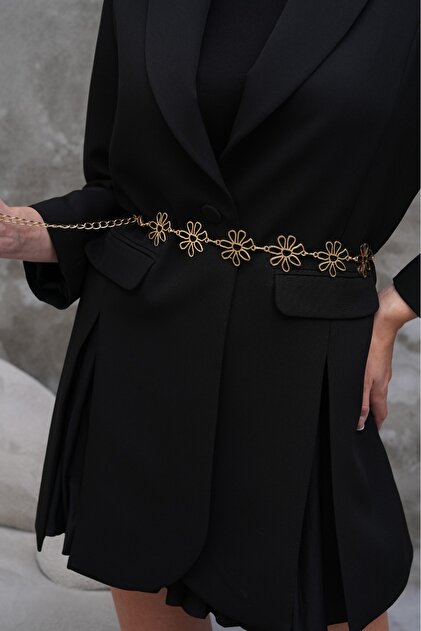 MODAM HFA Gold/Daisy Patterned Women's Chain Belt Dress Belt Shirt Belt  Waist Belt Body Belt- Trendyol