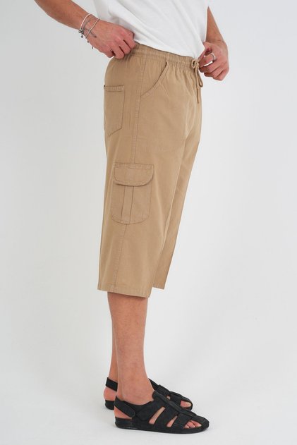 Men's Cargo Pocket 100% Cotton Linen Look Capri E207