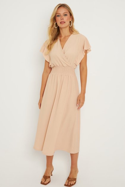 Women's Vanilla Wrap Double Breasted Midi Dress Xl2008