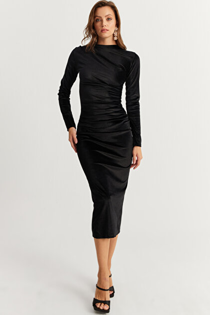 black pearl hoco dress Designer Sexy Black Midi Dress | Camisole Midi Dress main image 1