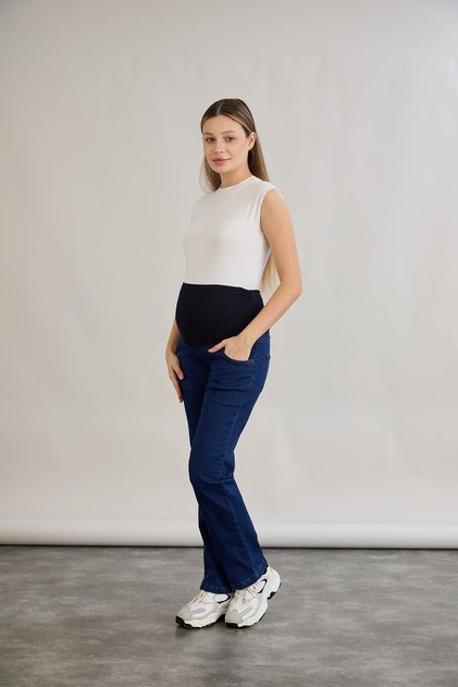 Işşil 4557-Pipe Leg Elestan Maternity Clothing Jeans