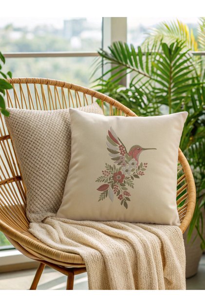 Embroidered Throw Pillow Case, 100% Cotton Eco-Friendly, 43X43Cm Throw Pillow Case, Decorative Embroidered Throw Pillow